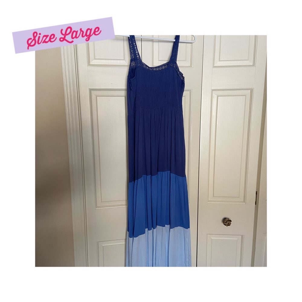 Three shades of blue maxi dress